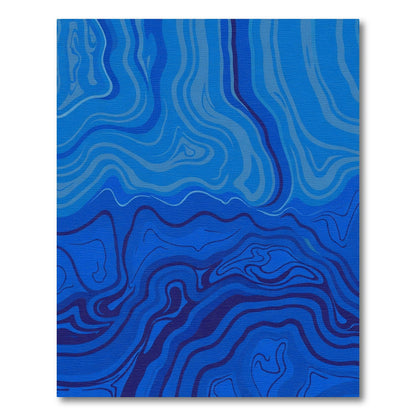 Abstract Blue Swirl Marbled Rug