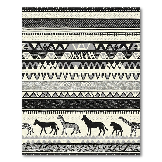 Monochromatic Tribal Animal Geometric Rug