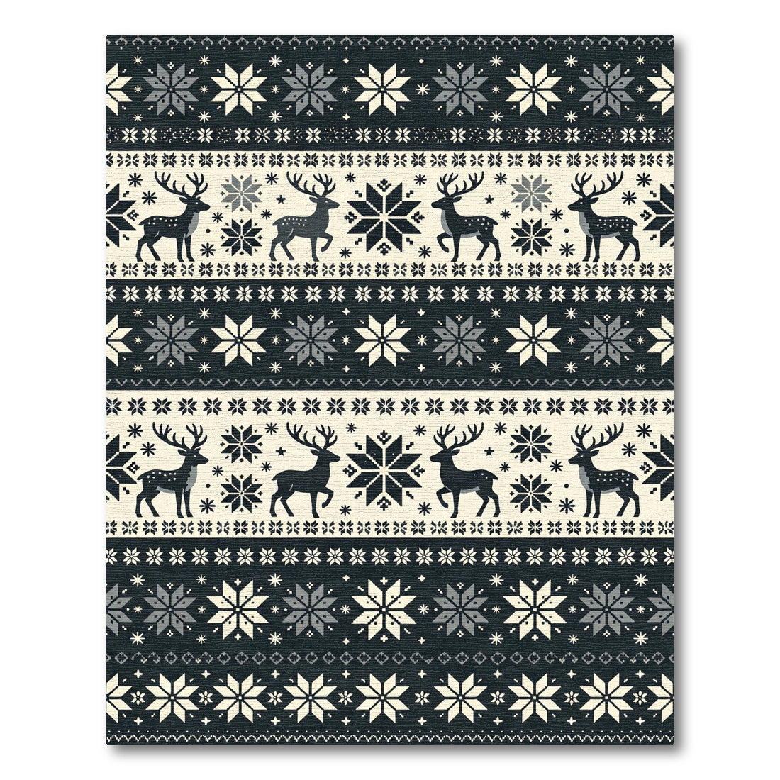 Nordic Reindeer Winter Snowflake Tapestry Rug
