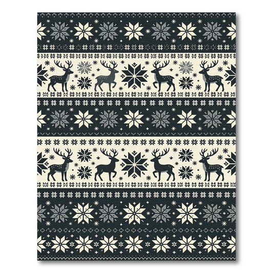 Nordic Reindeer Winter Snowflake Tapestry Rug