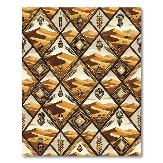 Earthy Desert Diamond Wheat Geometric Rug