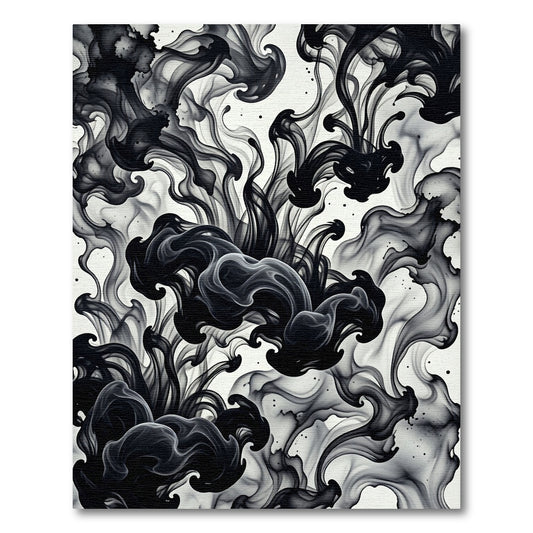 Black Smoke Cloud Swirls Rug