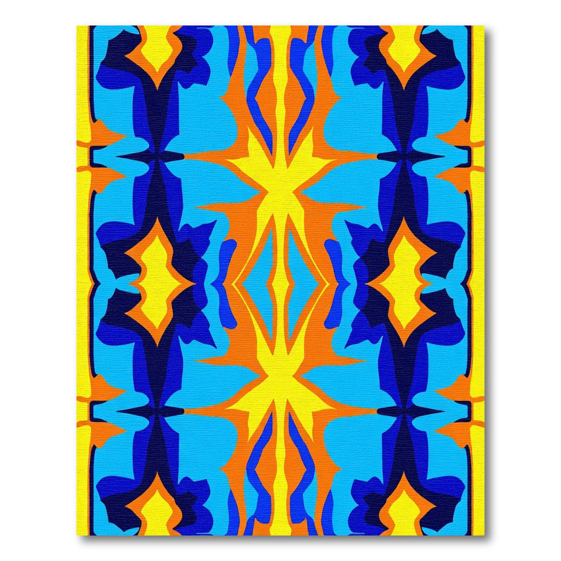 Vivid Blue Orange Radiating Star Rug