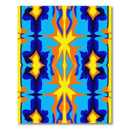 Vivid Blue Orange Radiating Star Rug