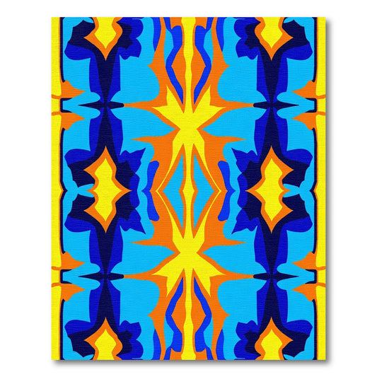 Vivid Blue Orange Radiating Star Rug