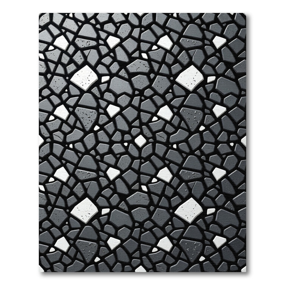 Modern Monochrome Abstract Stone Puzzle Rug