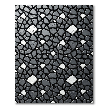 Modern Monochrome Abstract Stone Puzzle Rug