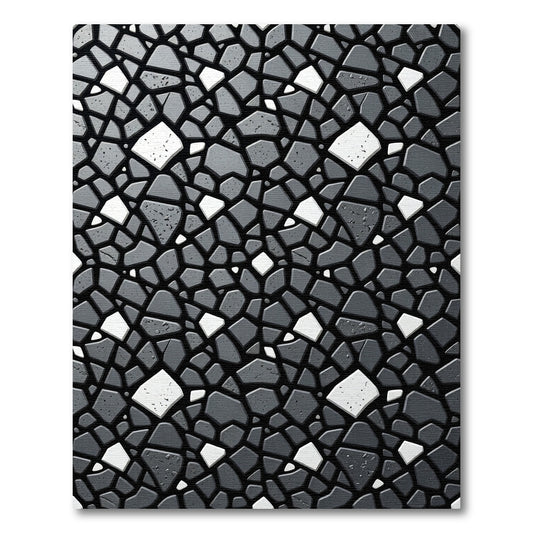 Modern Monochrome Abstract Stone Puzzle Rug