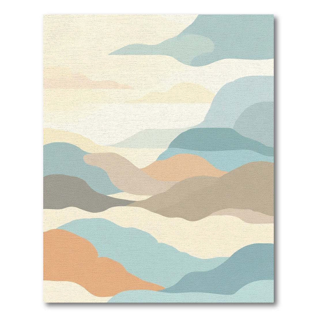 Terracotta Teal Abstract Landscape Waves Rug
