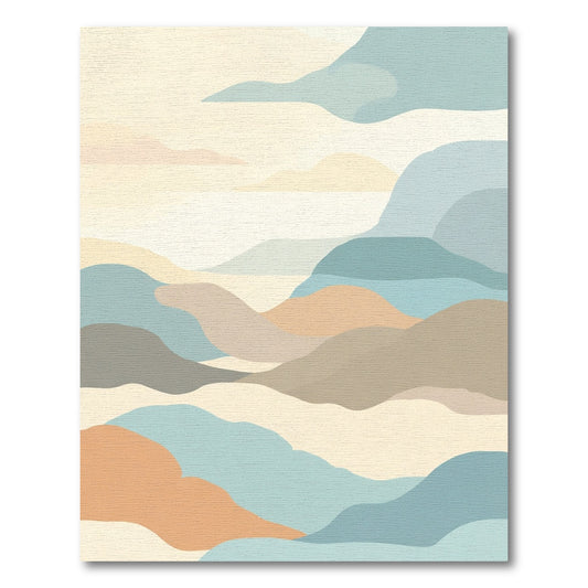 Terracotta Teal Abstract Landscape Waves Rug