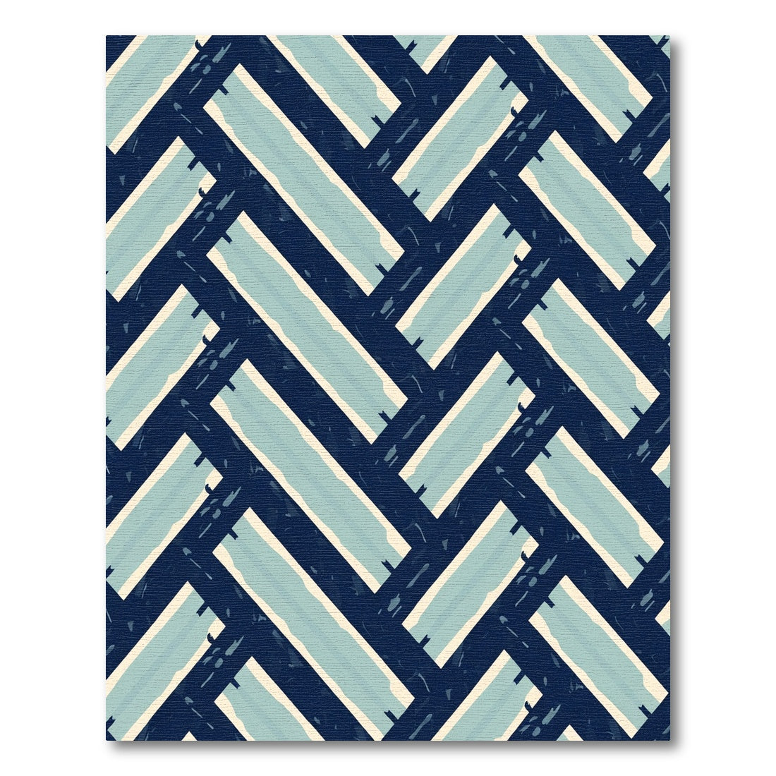 Navy Blue Light Blue Herringbone Weave Rug