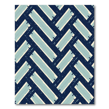 Navy Blue Light Blue Herringbone Weave Rug