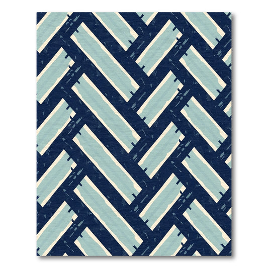 Navy Blue Light Blue Herringbone Weave Rug