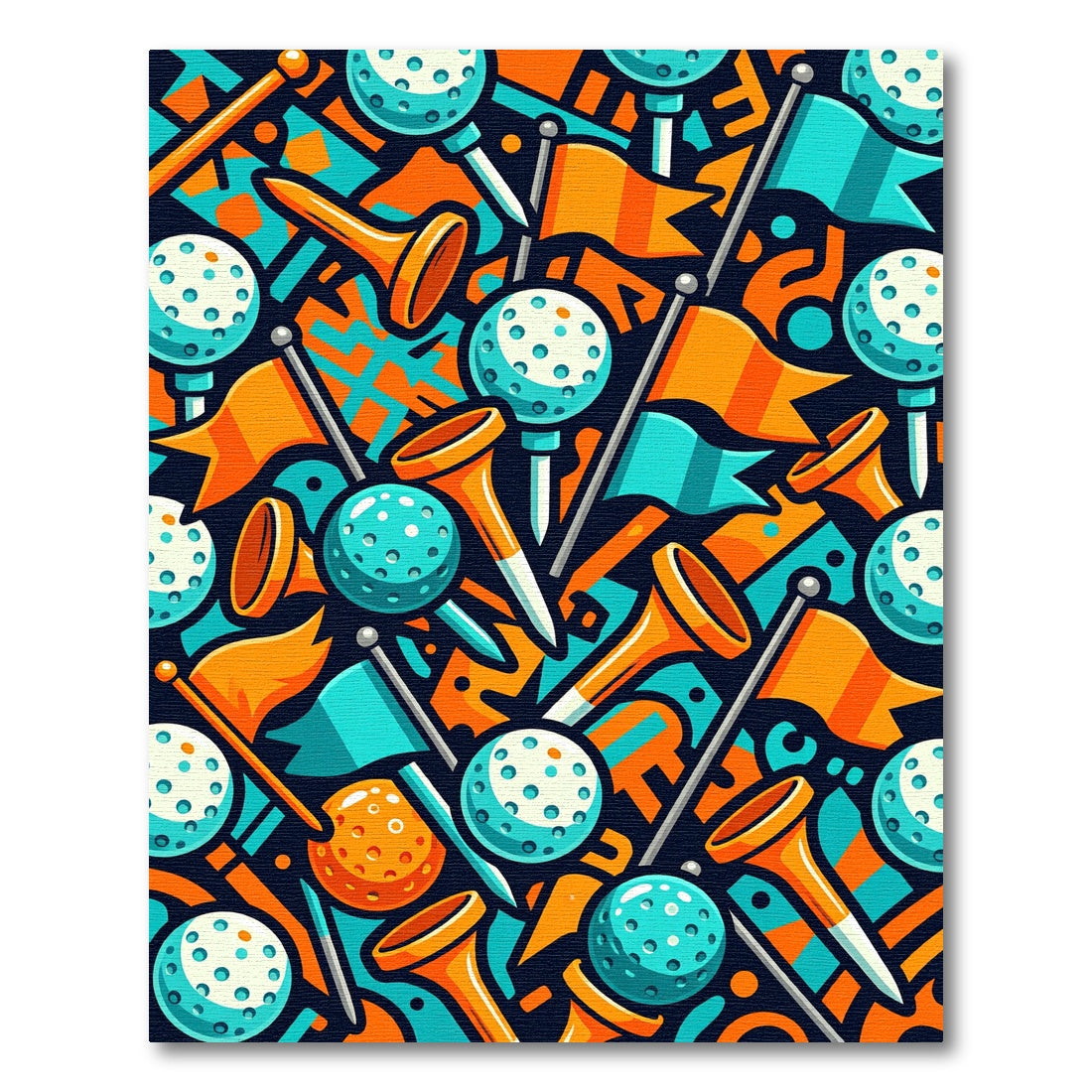 Vibrant Golf Balls Tees Flags Rug