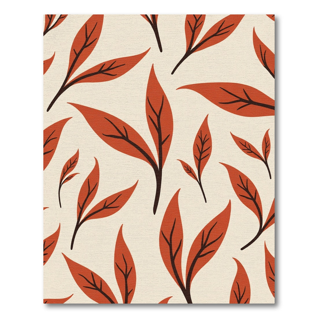 Terracotta Leafy Vine Pattern Rug