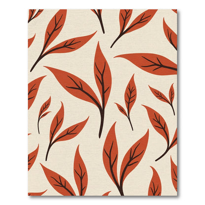 Terracotta Leafy Vine Pattern Rug
