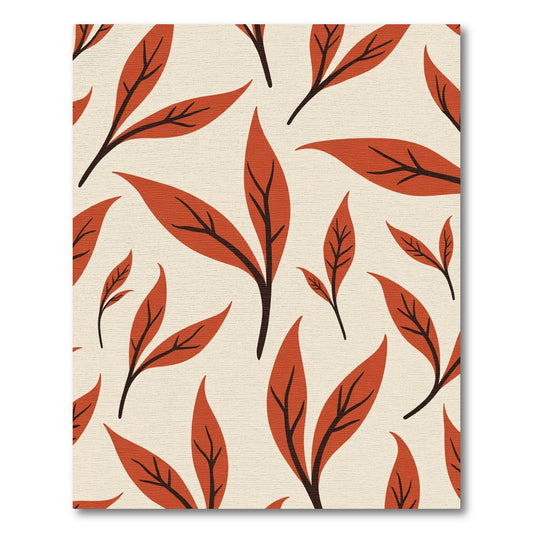 Terracotta Leafy Vine Pattern Rug