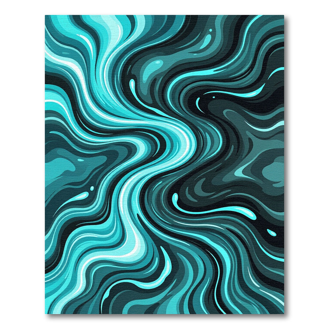Abstract Teal Swirl Fluid Ribbons Rug