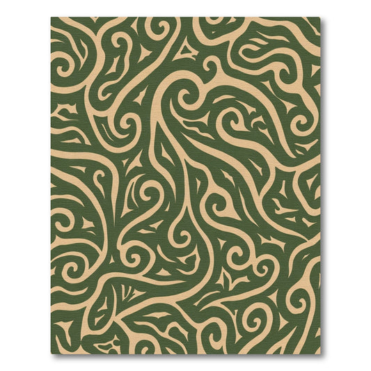Emerald Swirl Calligraphy Abstract Rug