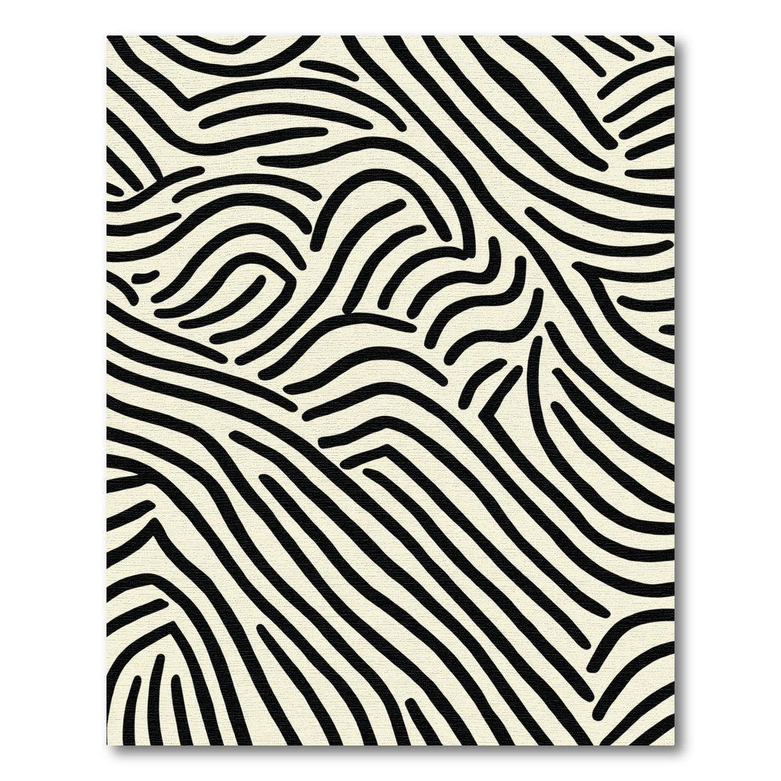 Cream Black Organic Wave Lines Rug