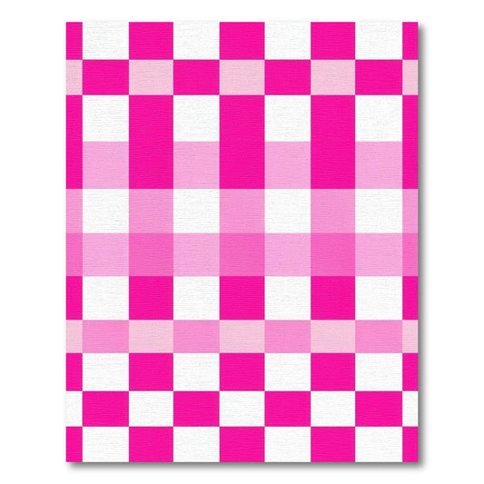 Vibrant Pink White Checkered Grid Rug