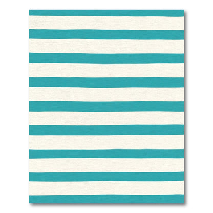 Bold Teal and Cream Stripe Rug