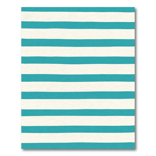 Bold Teal and Cream Stripe Rug