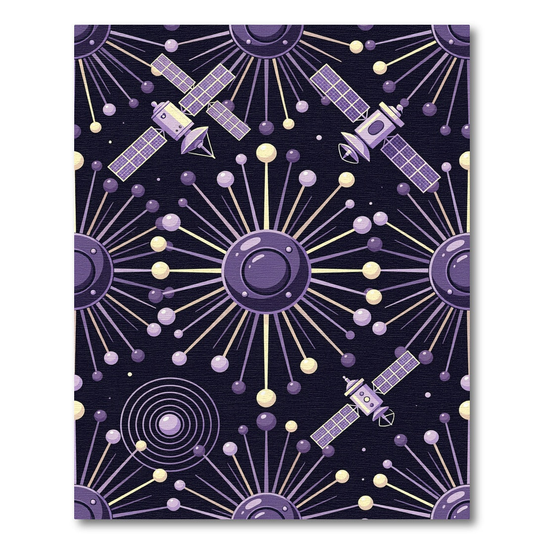 Cosmic Purple Satellites Starburst Rug