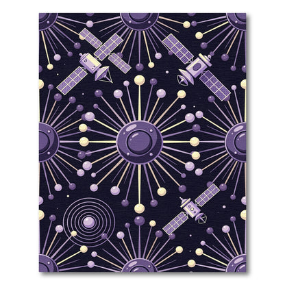 Cosmic Purple Satellites Starburst Rug