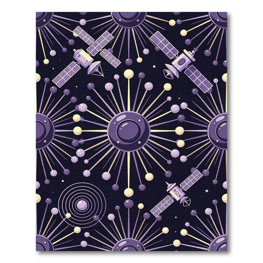 Cosmic Purple Satellites Starburst Rug