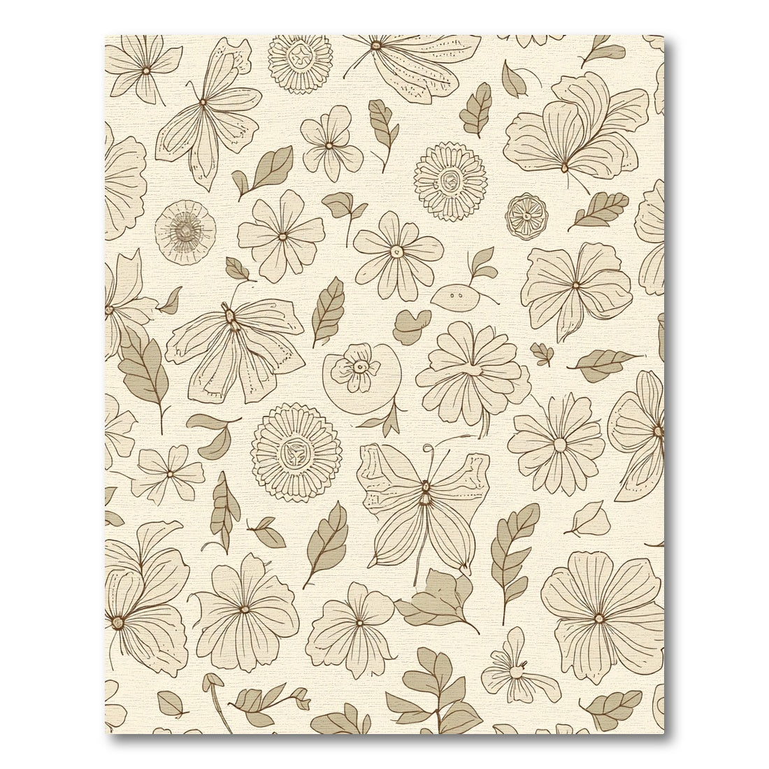 Creamy Hue Floral Butterfly Garden Rug