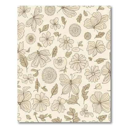 Creamy Hue Floral Butterfly Garden Rug