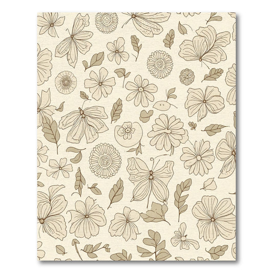 Creamy Hue Floral Butterfly Garden Rug