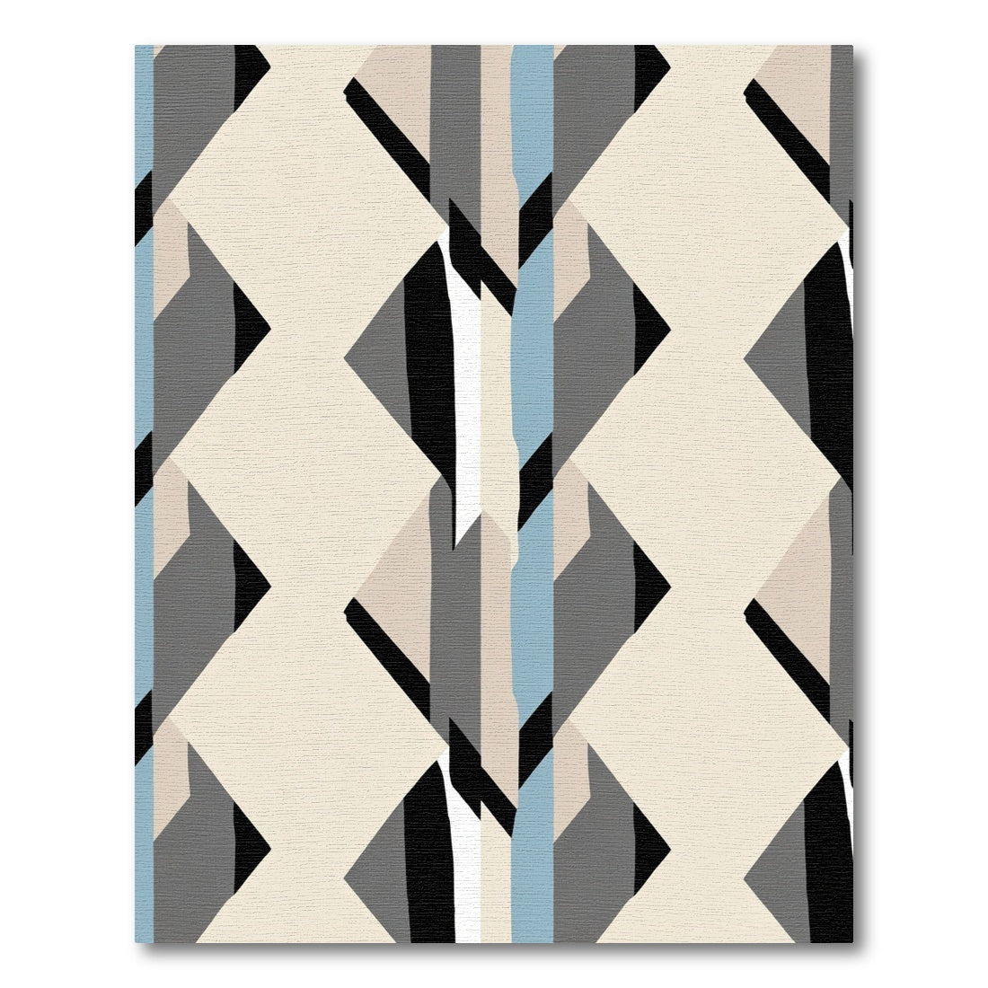 Geometric Shapes Blue And Cream Rug
