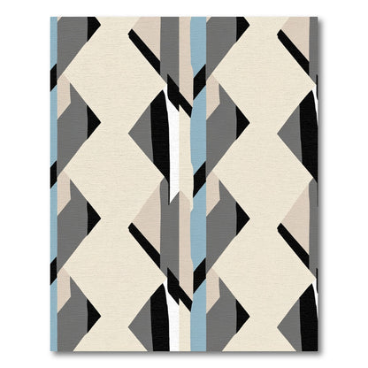 Geometric Shapes Blue And Cream Rug