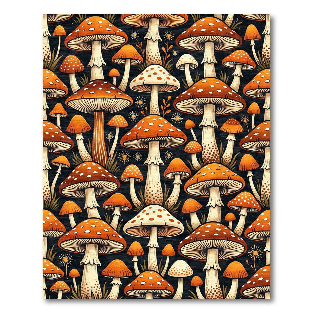 Whimsical Orange Forest Mushroom Toadstool Rug