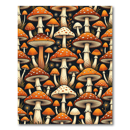Whimsical Orange Forest Mushroom Toadstool Rug