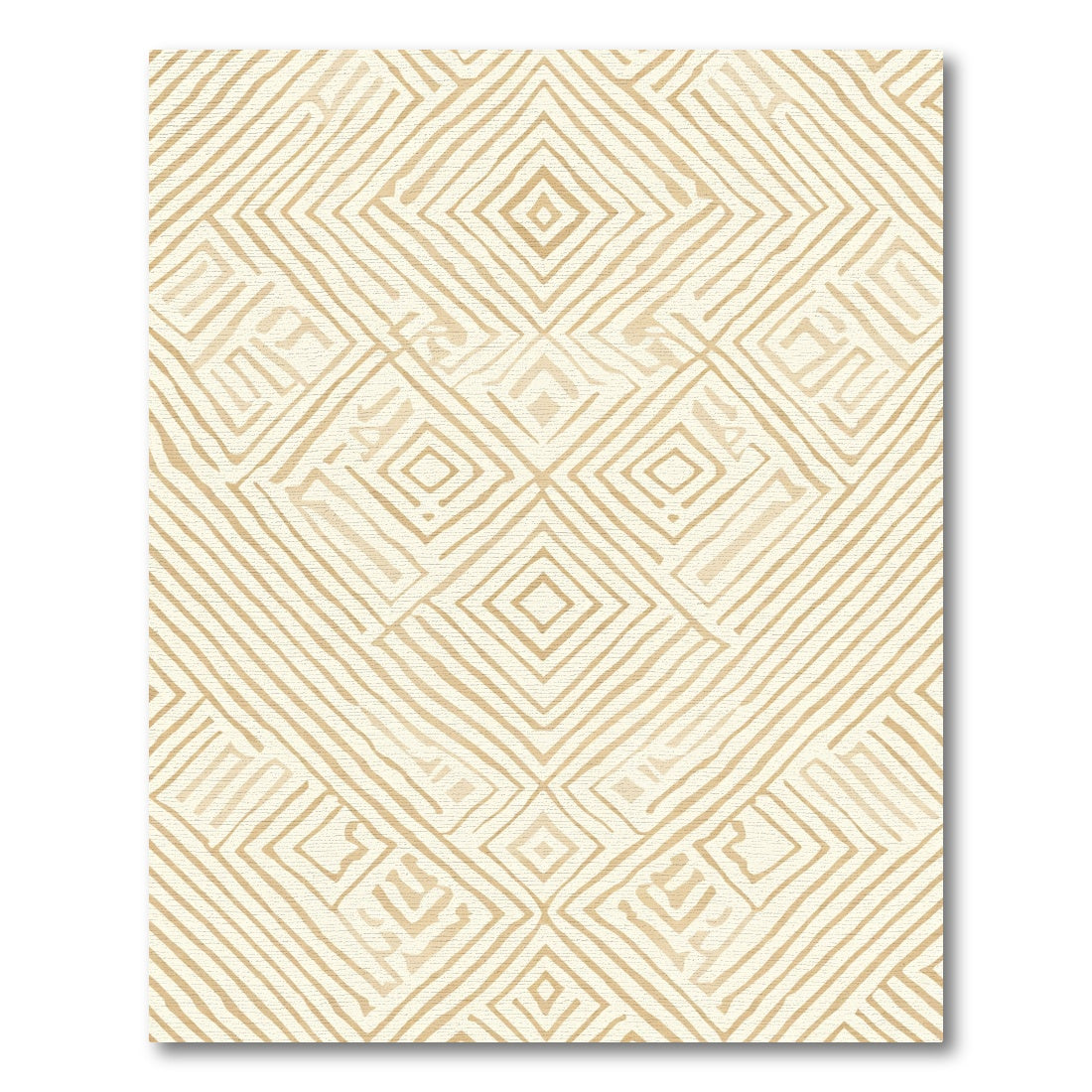 Tan Abstract Line Diamond Rug