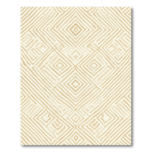 Tan Abstract Line Diamond Rug
