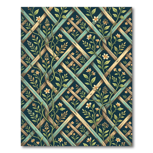 Elegant Teal Trellis with Yellow Flowers Rug