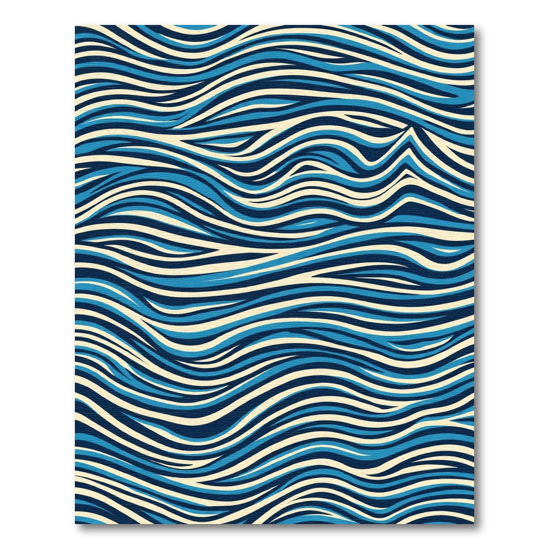 Abstract Blue Cream Curved Stripes Rug