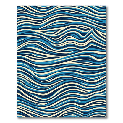 Abstract Blue Cream Curved Stripes Rug