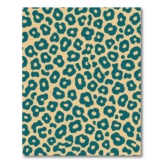 Teal Leopard Spots On Cream Background Rug