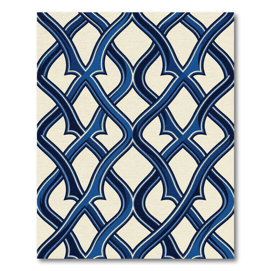 Navy Blue Interlocking Woven Lattice Rug