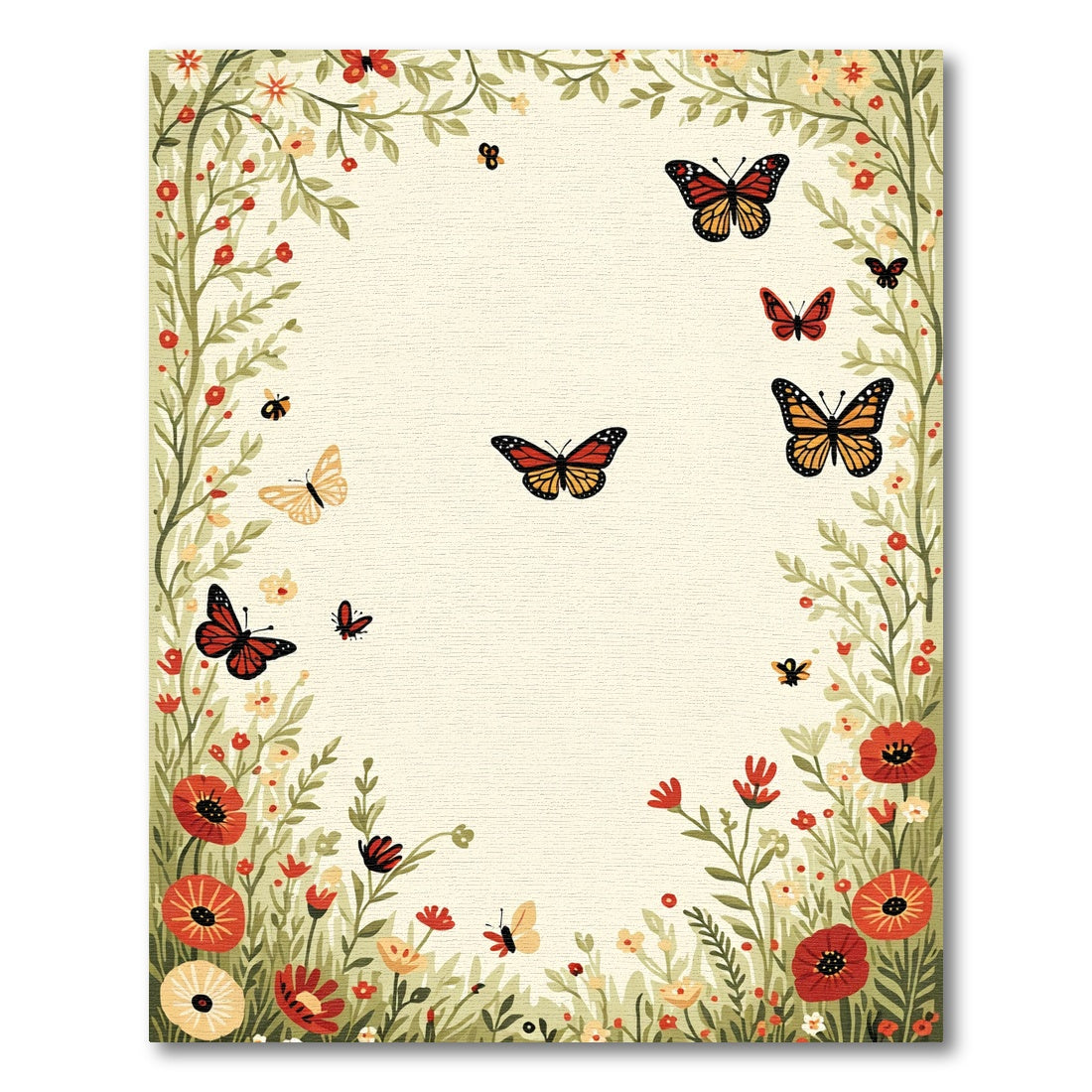 Whimsical Golden Butterfly Garden Rug
