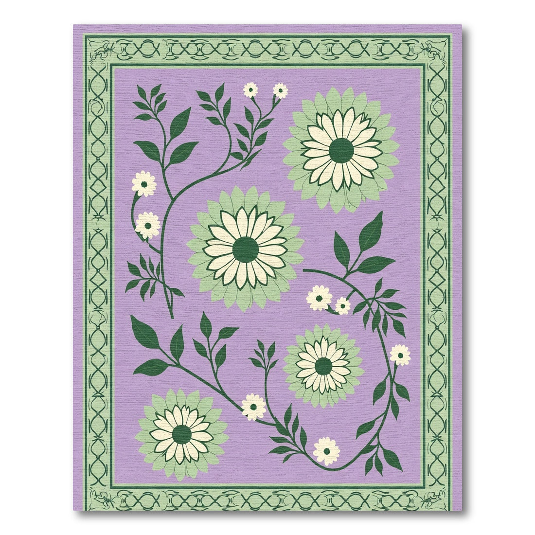 Pastel Lavender Green Floral Vines Rug