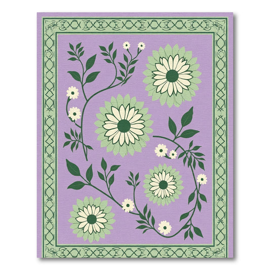 Pastel Lavender Green Floral Vines Rug