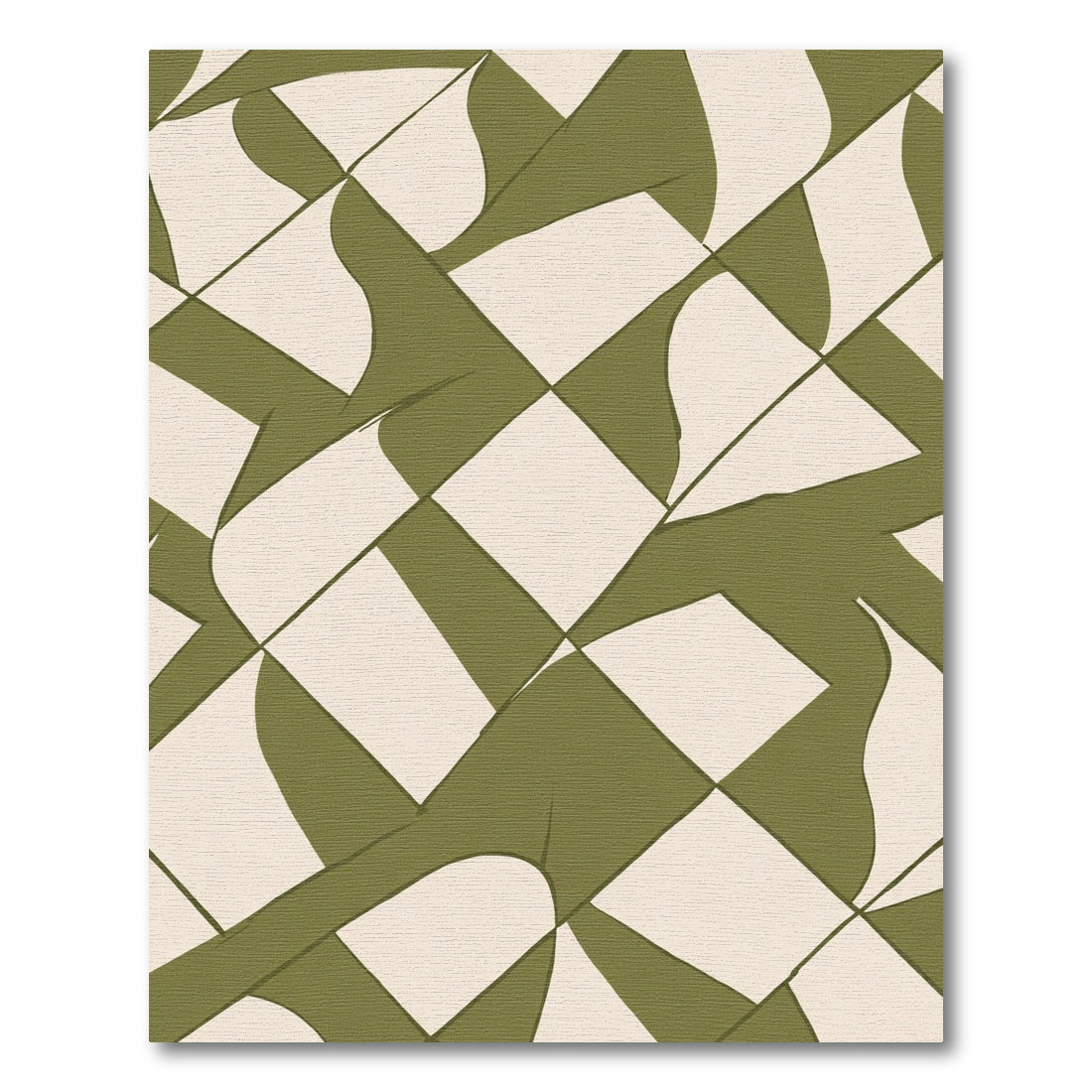 Olive Green Abstract Diamond Weave Rug