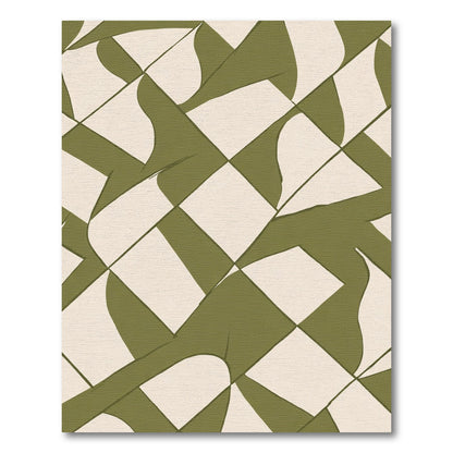 Olive Green Abstract Diamond Weave Rug