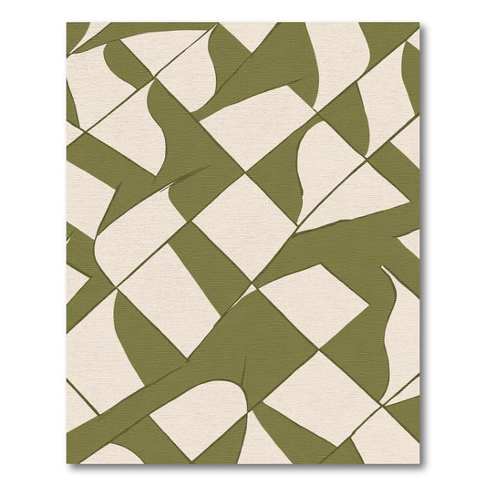 Olive Green Abstract Diamond Weave Rug